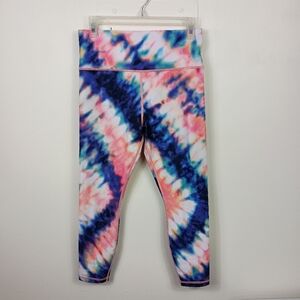 Athleta Elation Tie Dye 7/8 Tights Coral Medium High Rise Compression Leggings